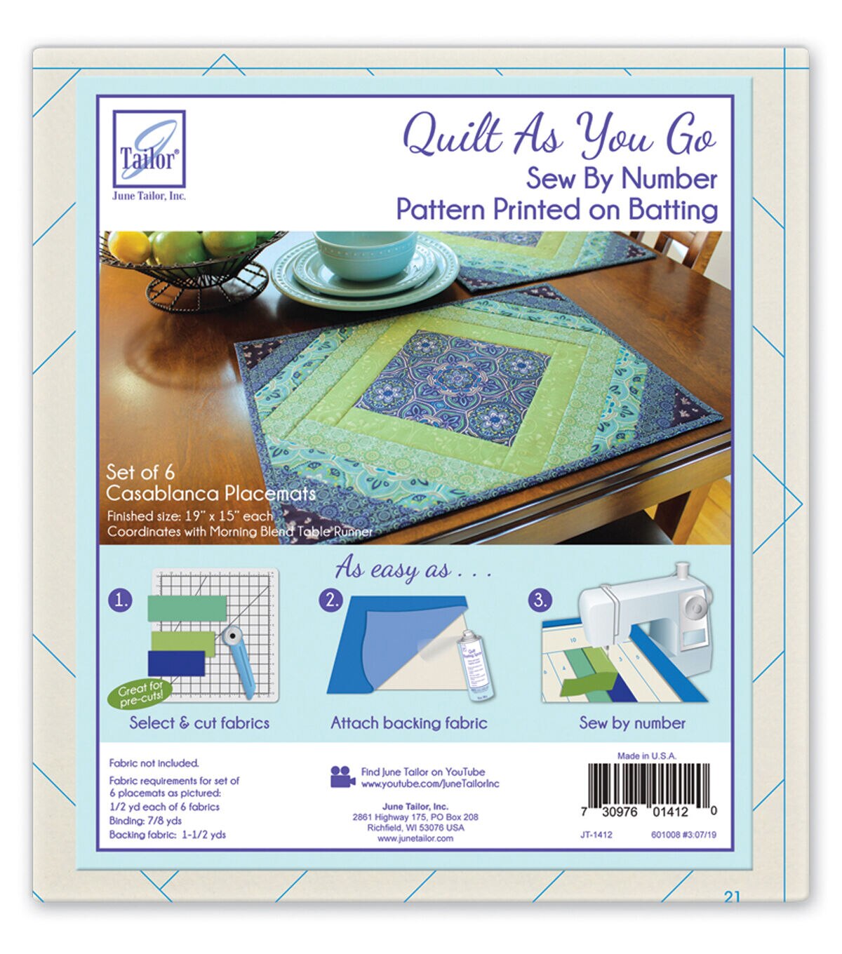 June Tailor Quilt As You Go Batting Placemats Casablanca