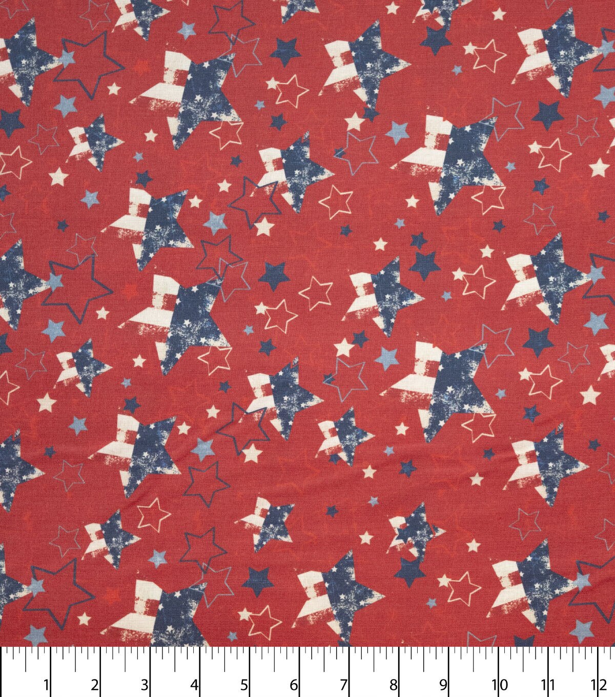 Stars On Red Patriotic Cotton Fabric