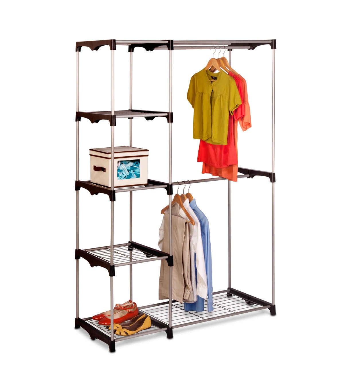 Honey Can Do 45 x 68 Freestanding Closet With Double Bar & Shelves