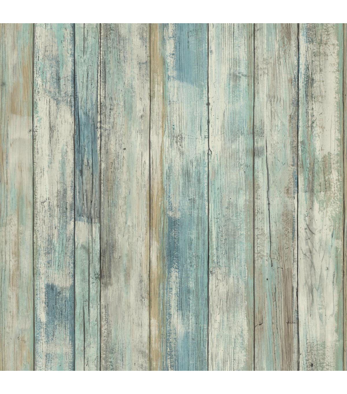 York Wallcoverings Wallpaper Blue Distressed Wood