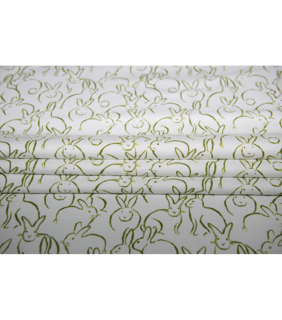 Green Bunny Outline Super Snuggle Flannel Fabric