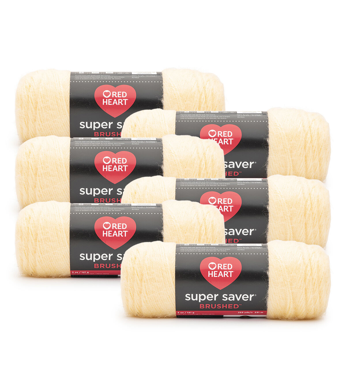 Red Heart Super Saver Brushed 260yds Worsted Acrylic Yarn 6 Bundle