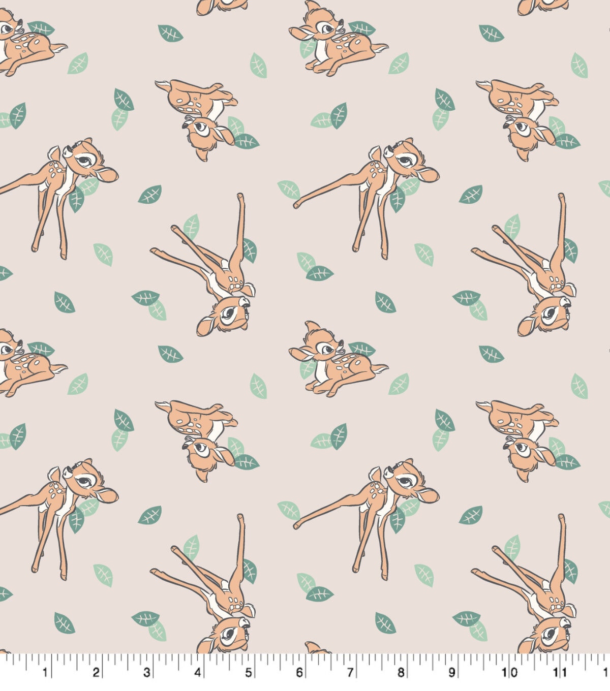 Disney Bambi & Leaves on Brown Cotton Fabric