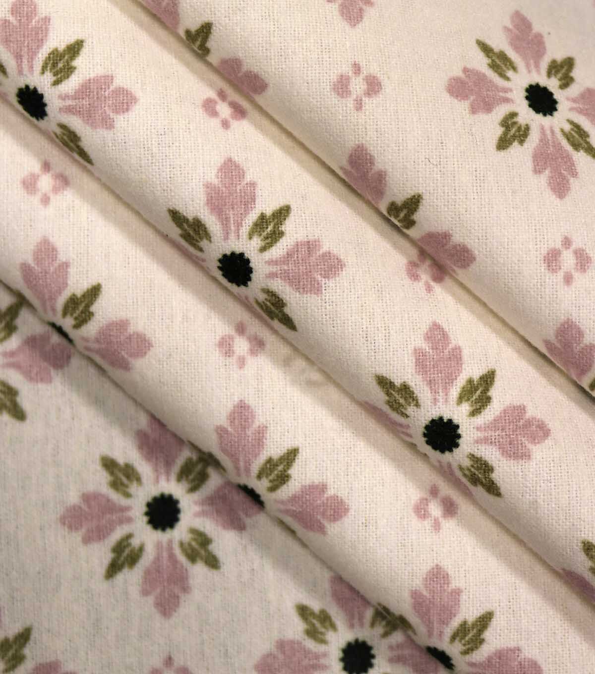 White Floral Geometric Super Snuggle Flannel Fabric