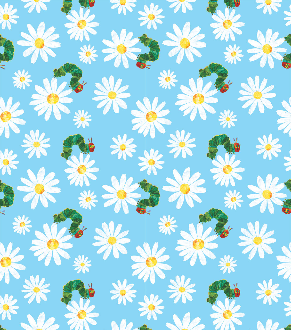 Eric Carle Caterpillar Daisies Cotton Fabric