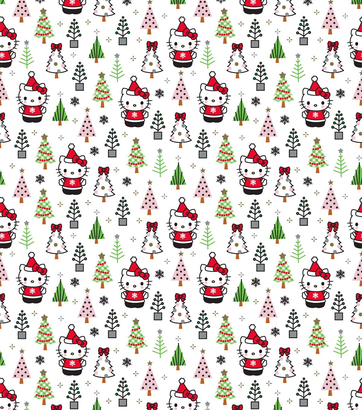Hello Kitty & Trees Christmas Cotton Fabric