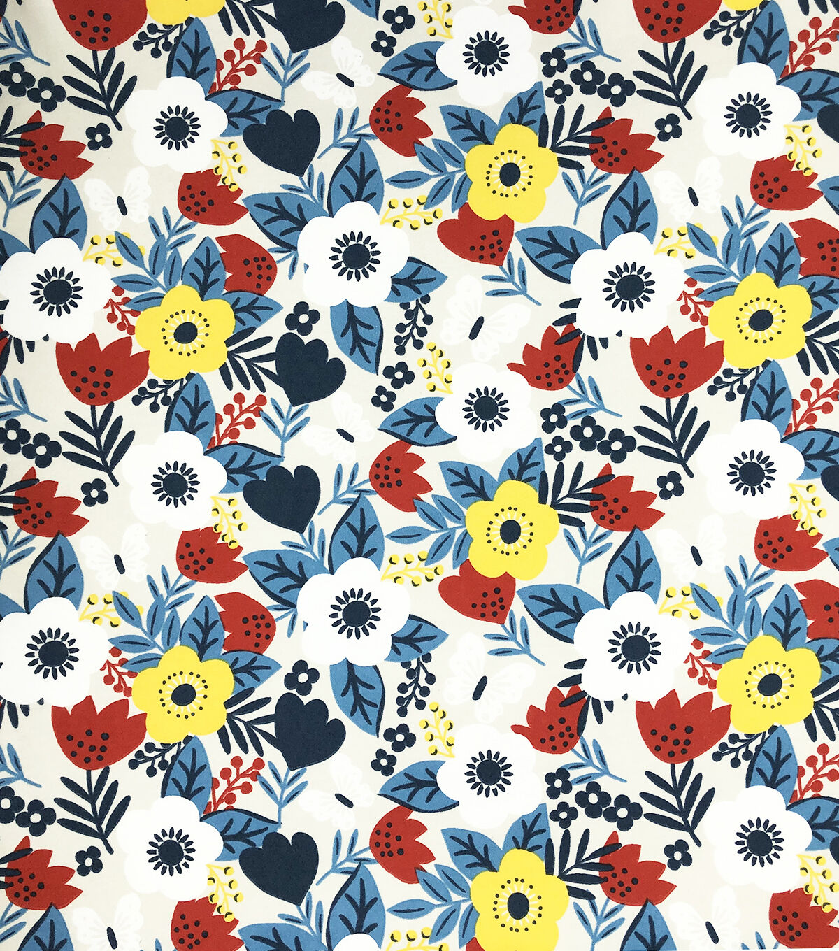 Floral Red Navy Super Snuggle Flannel Fabric