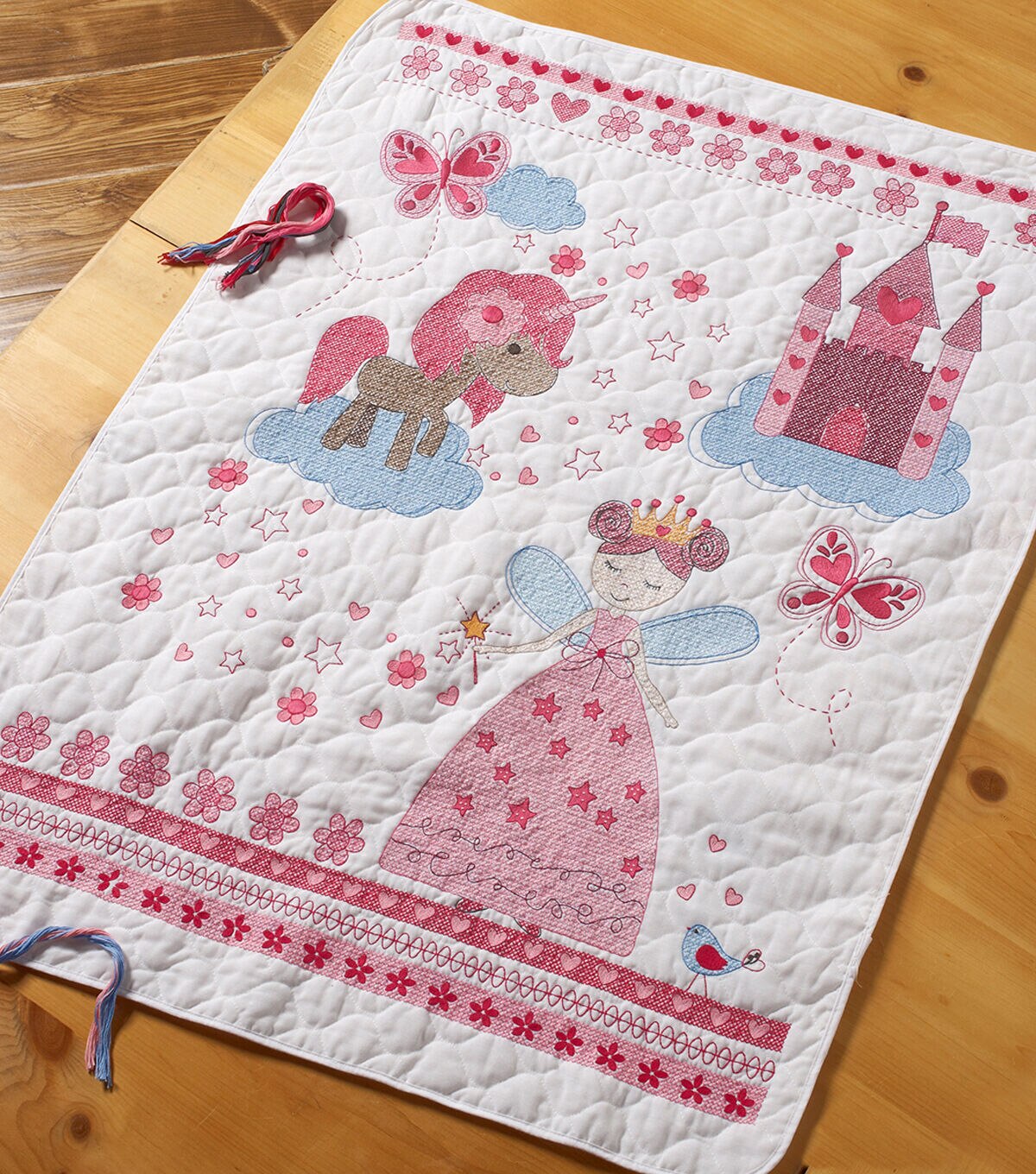 Bucilla 34 x 43 Fairytale Princess Crib Cover Stamped Cross Stitch Kit