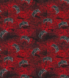 Red Distressed Ohio State Buckeyes Cotton Fabric