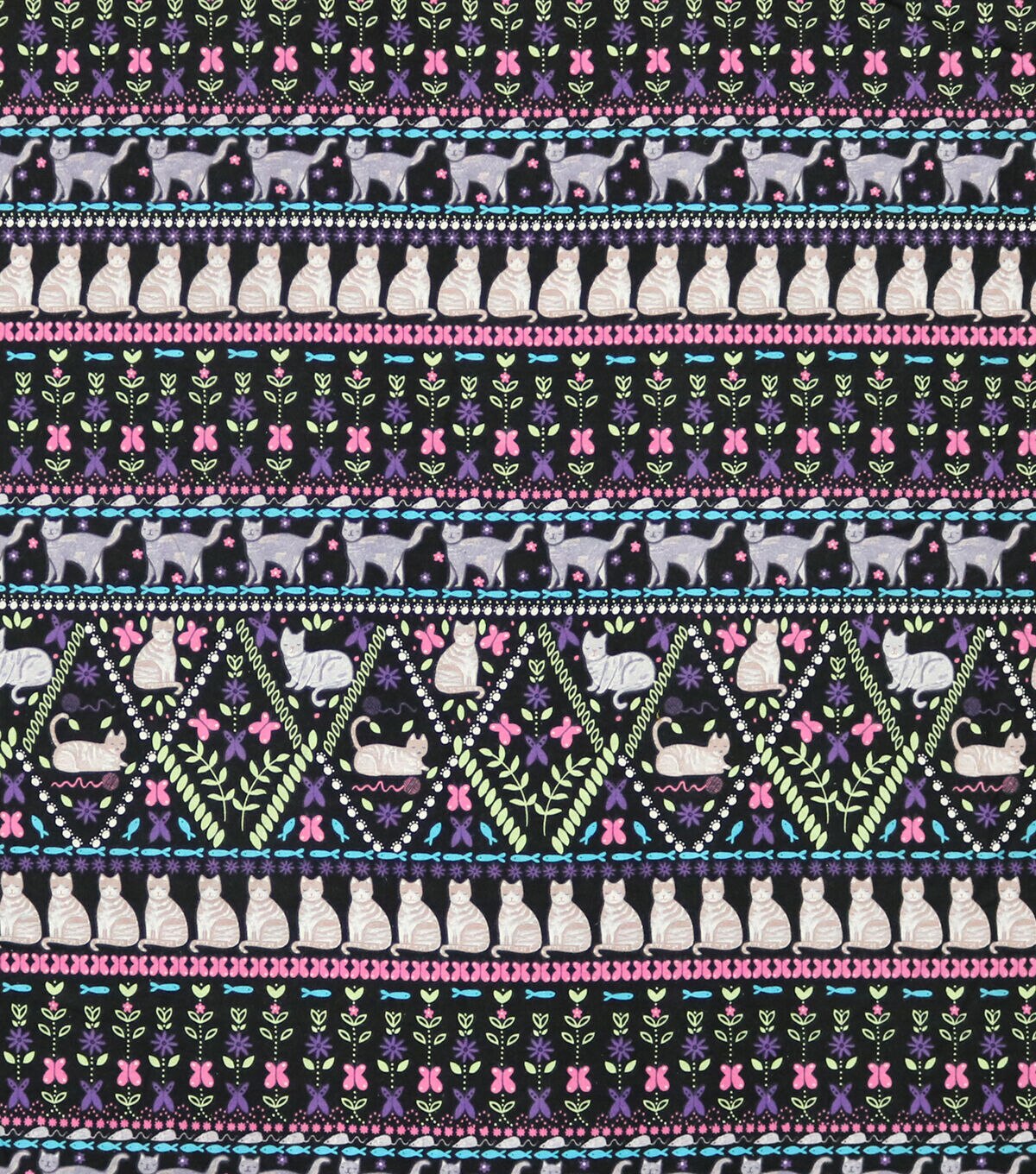Cat Things In Line Super Snuggle Flannel Fabric