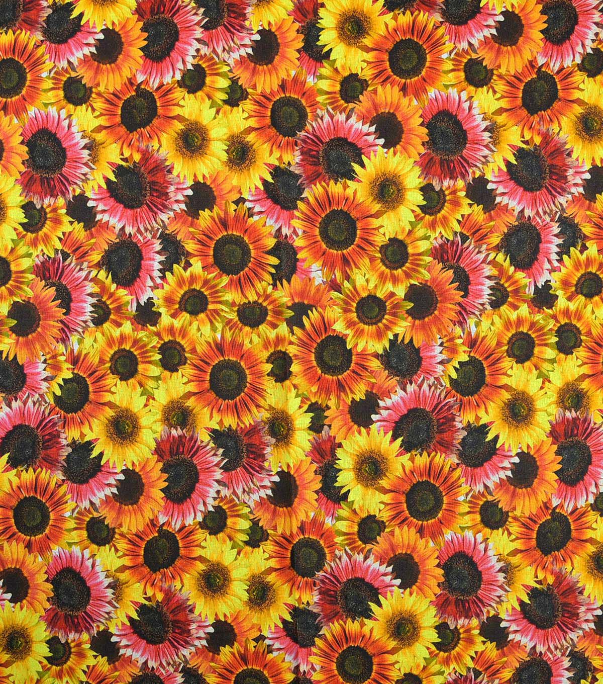 Multicolored Sunflowers Cotton Fabric