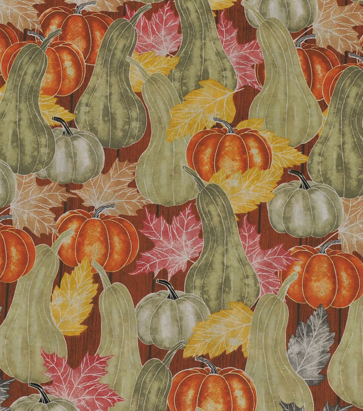 Sketch Pumpkin On Wood Harvest Cotton Fabric