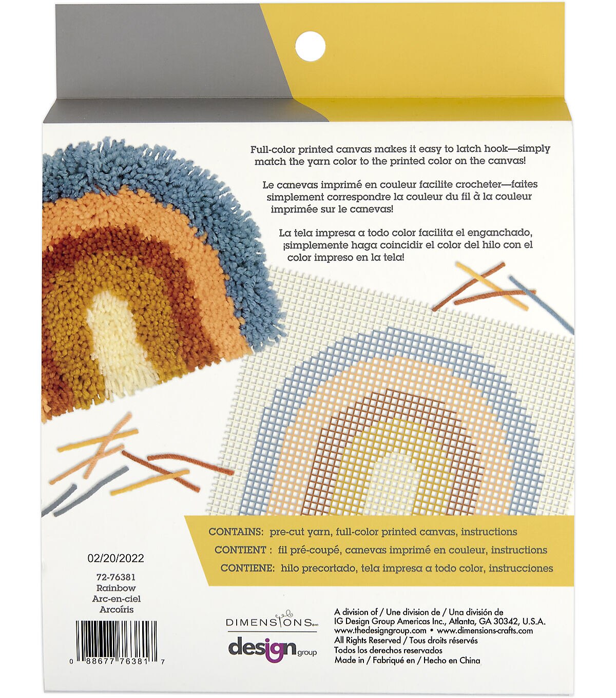 Dimensions Rainbow Fringe Latch Hook Kit 12 x 9