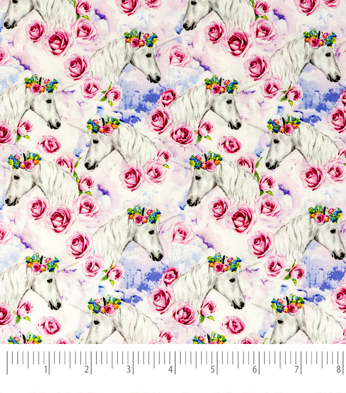 Singer Pink Roses & Unicorns Quilt Cotton Fabric