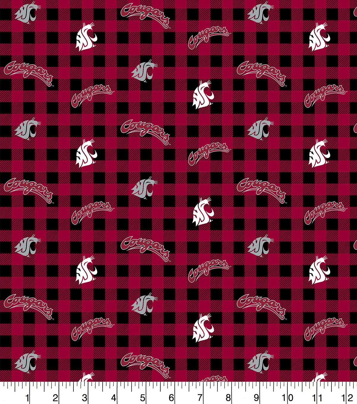 Washington State Cougars Flannel Fabric Checks