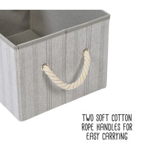 Honey Can Do 14.5 Gray Striped Fabric Storage Bins With Handles 3pk