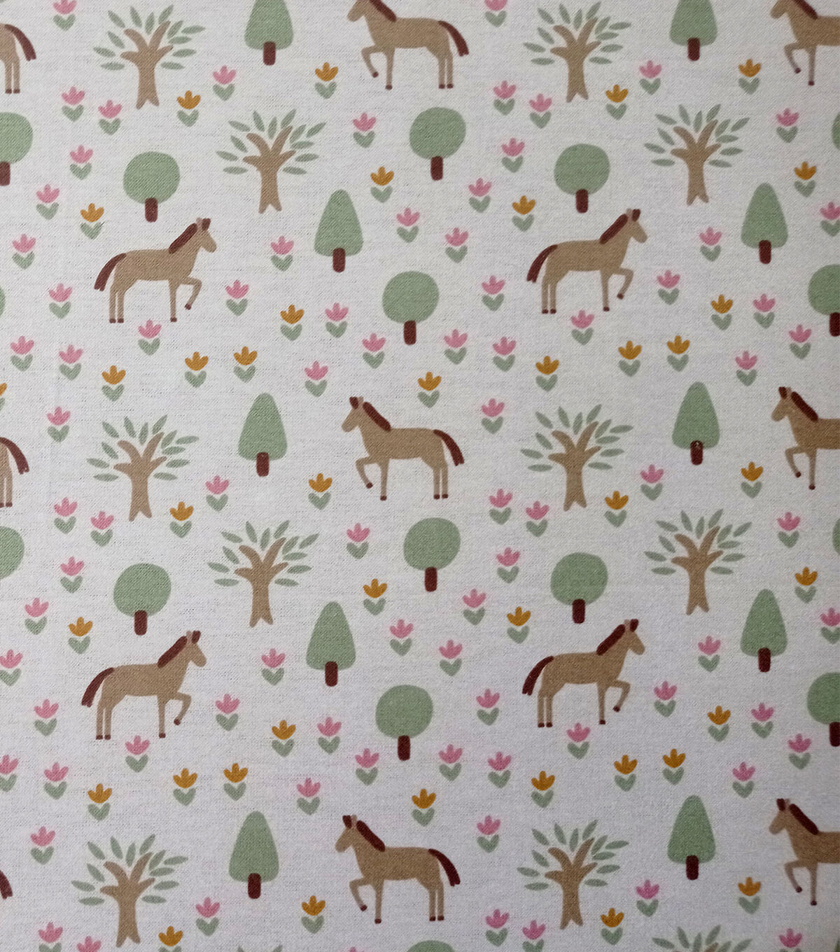 White Pastel Horses Super Snuggle Flannel Fabric