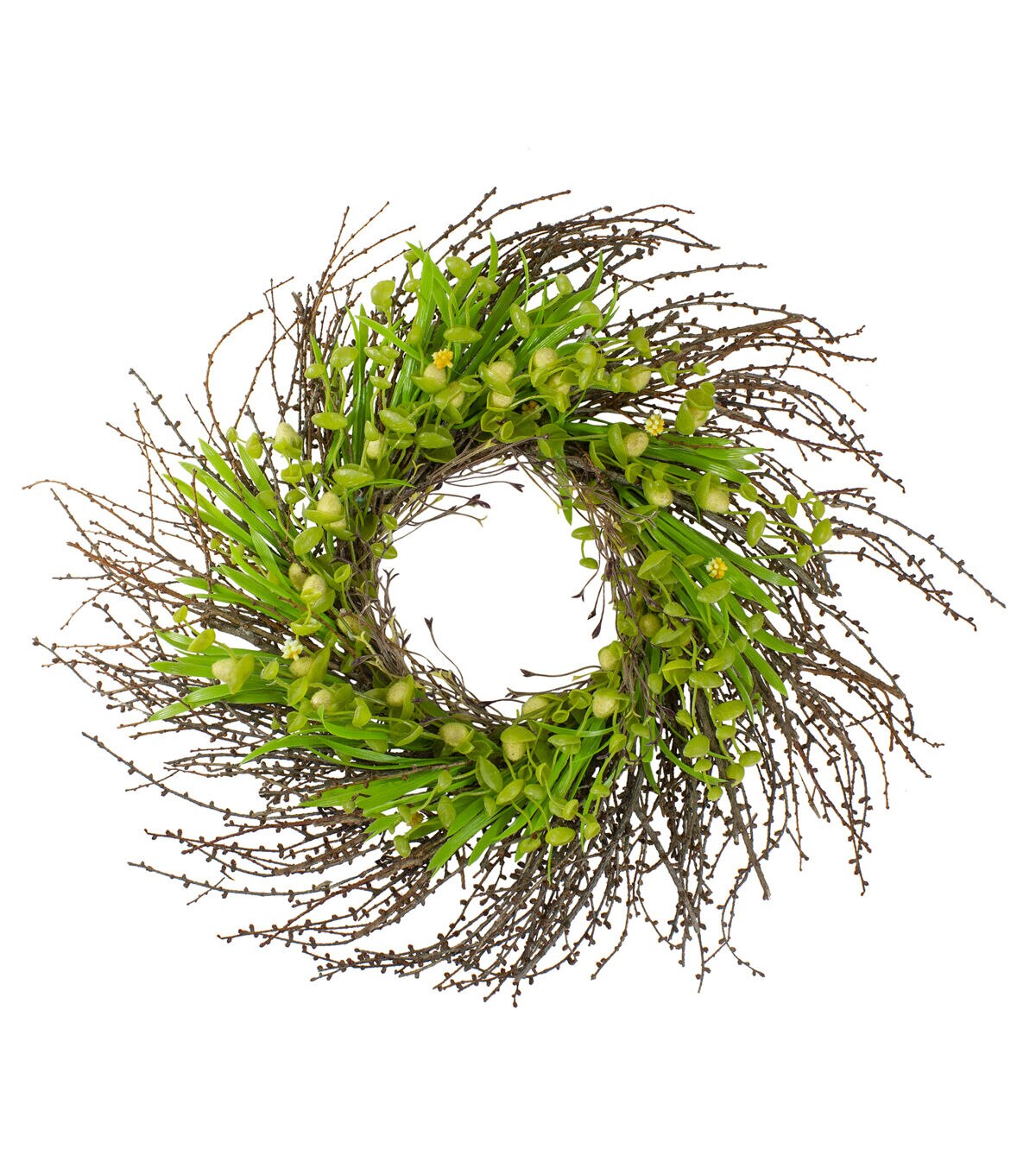 Northlight 20 Green and Yellow Flower Buds Artificial Floral Wreath