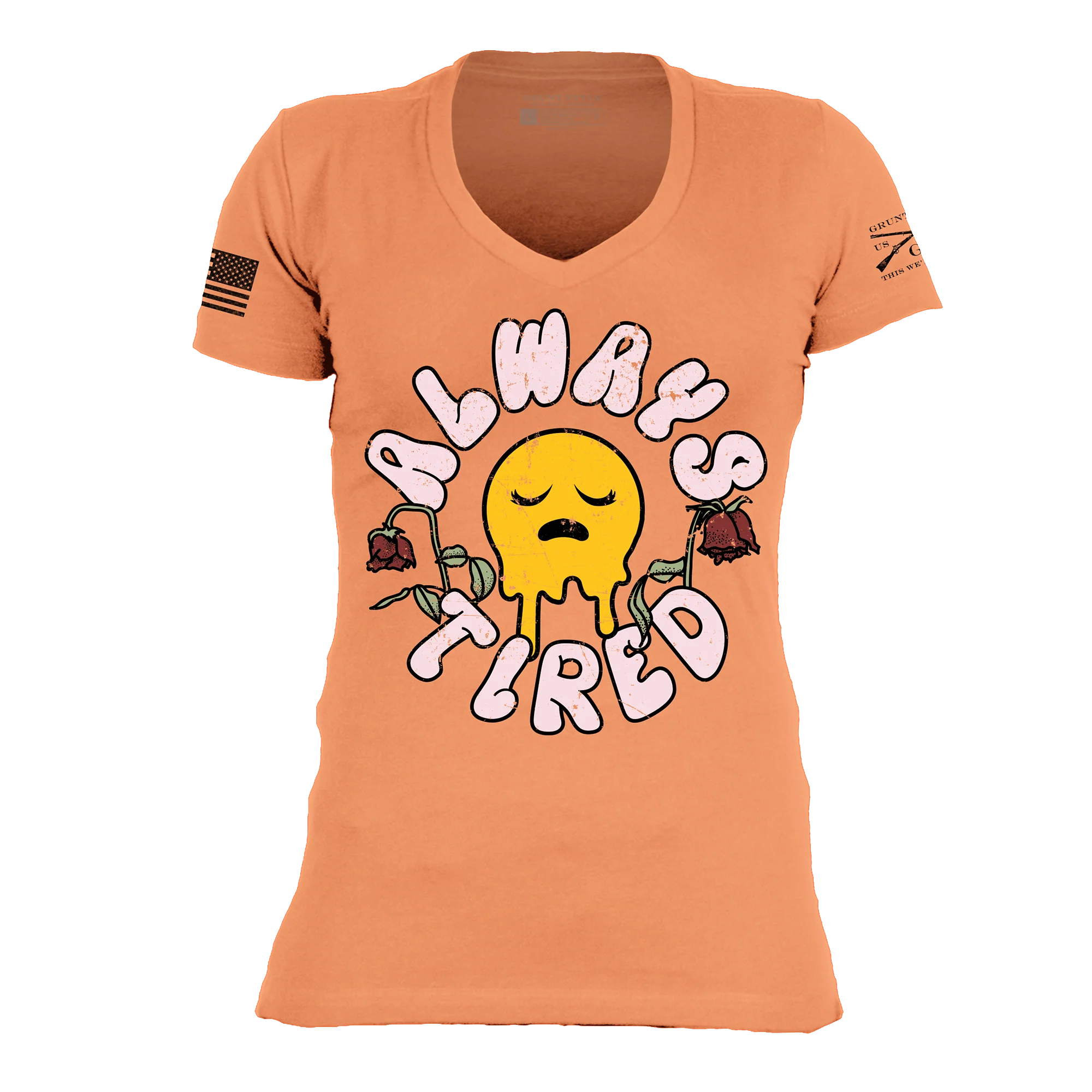 Women's Always Tired V-Neck - Apricot Crush