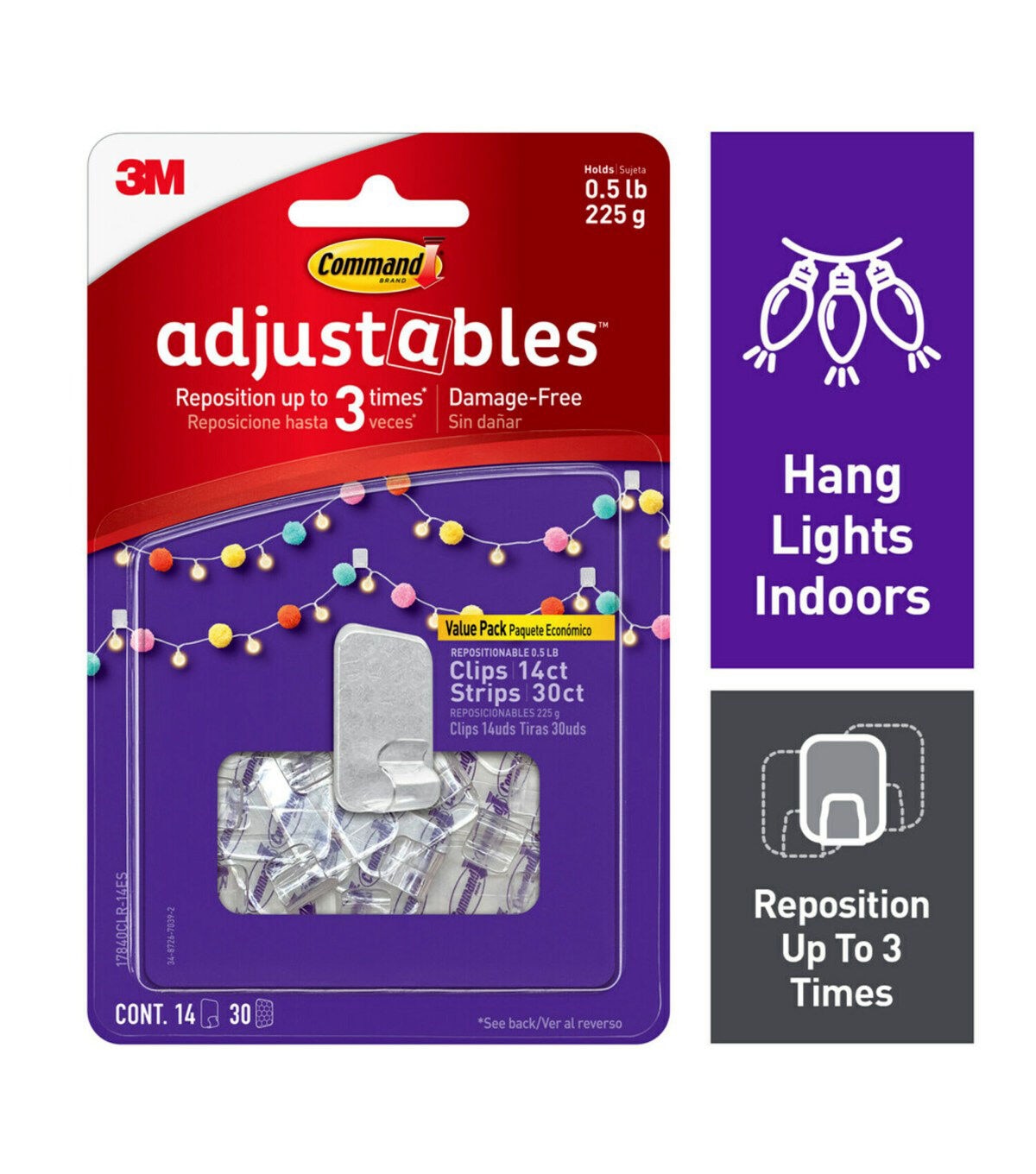 Command 44ct Adjustable Clips & Strips