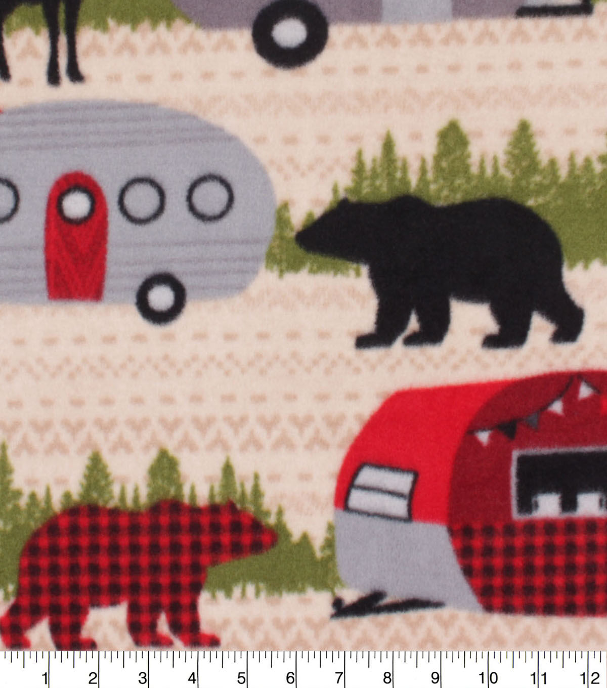 Retro Camper Wilderness Anti Pill Fleece Fabric