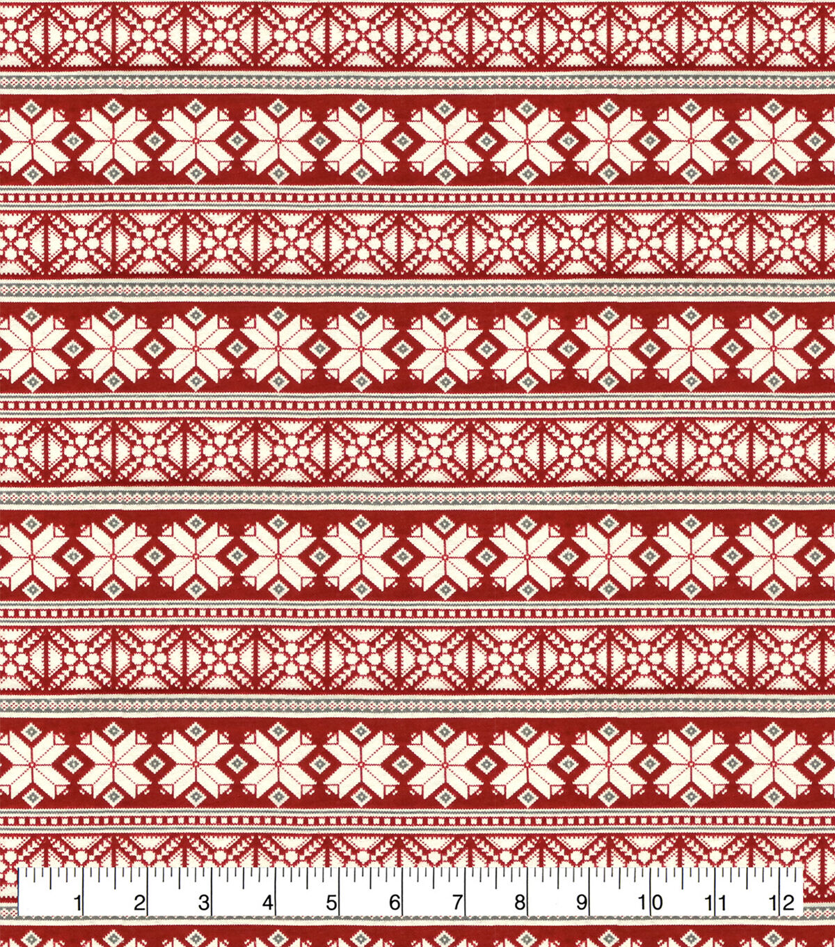 Red & Cream Fair Isle Super Snuggle Christmas Flannel Fabric