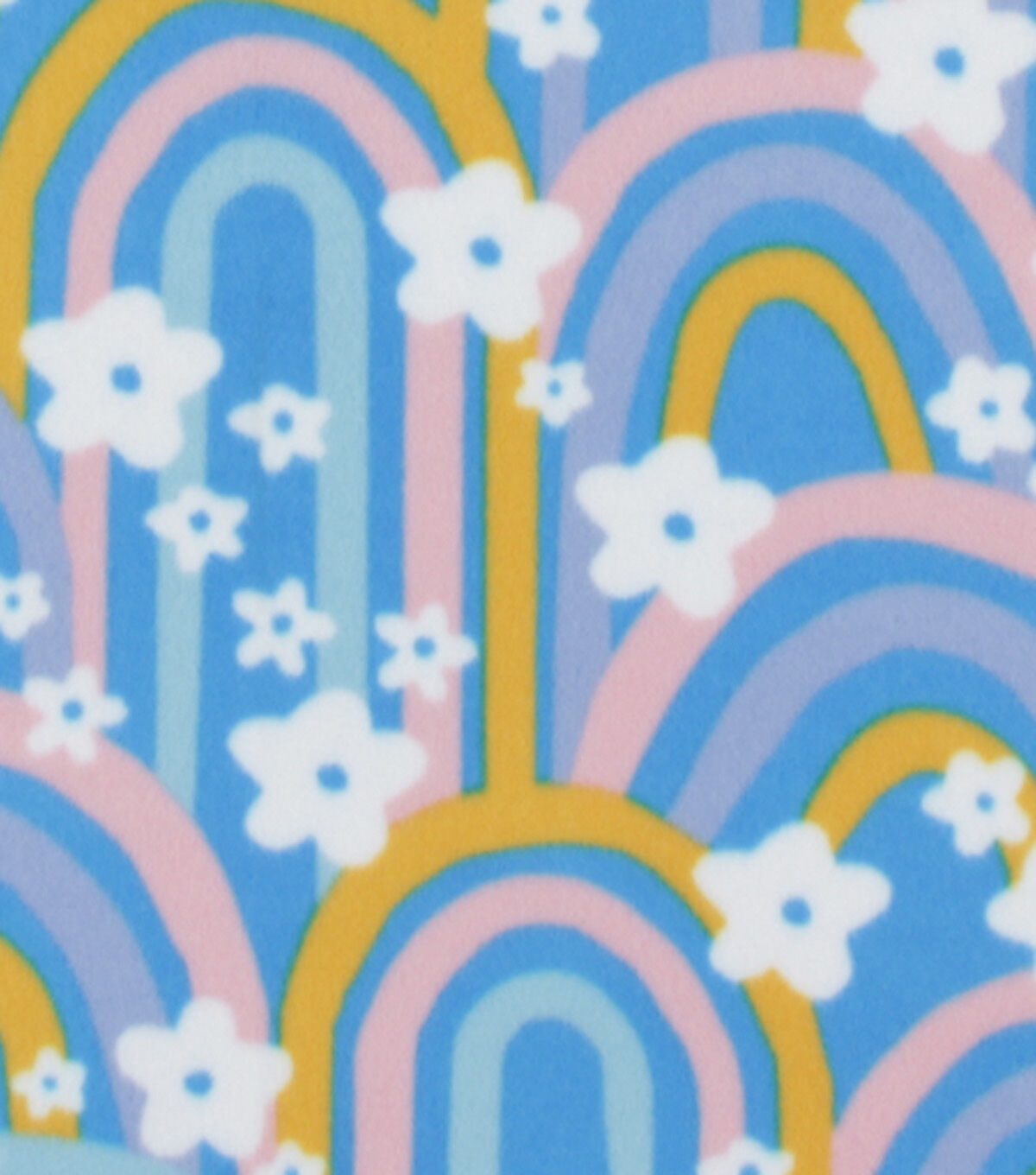 Rainbow And Floral Blizzard Prints Fleece Fabric