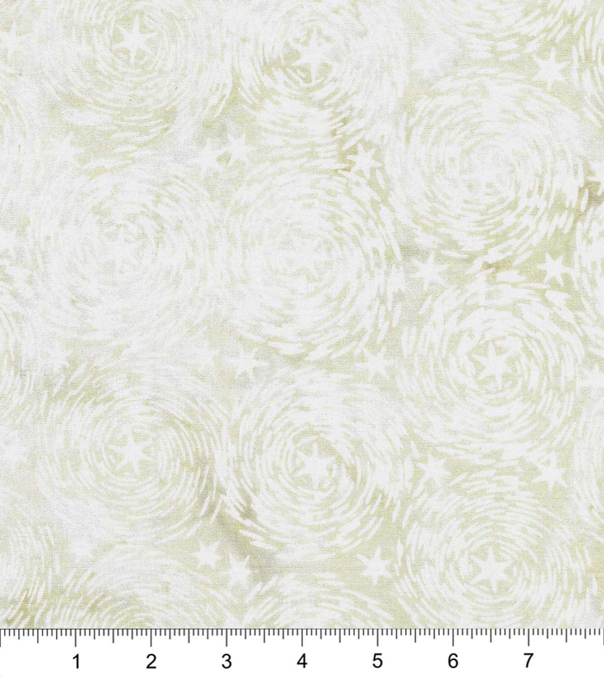 Star Swirls on Cream Patriotic Batik Cotton Fabric