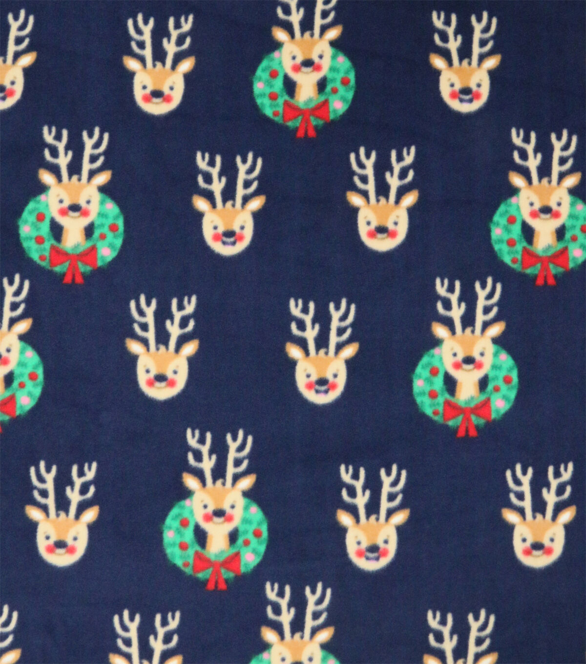 Reindeer on Blue Anti Pill Fleece Fabric by POP!