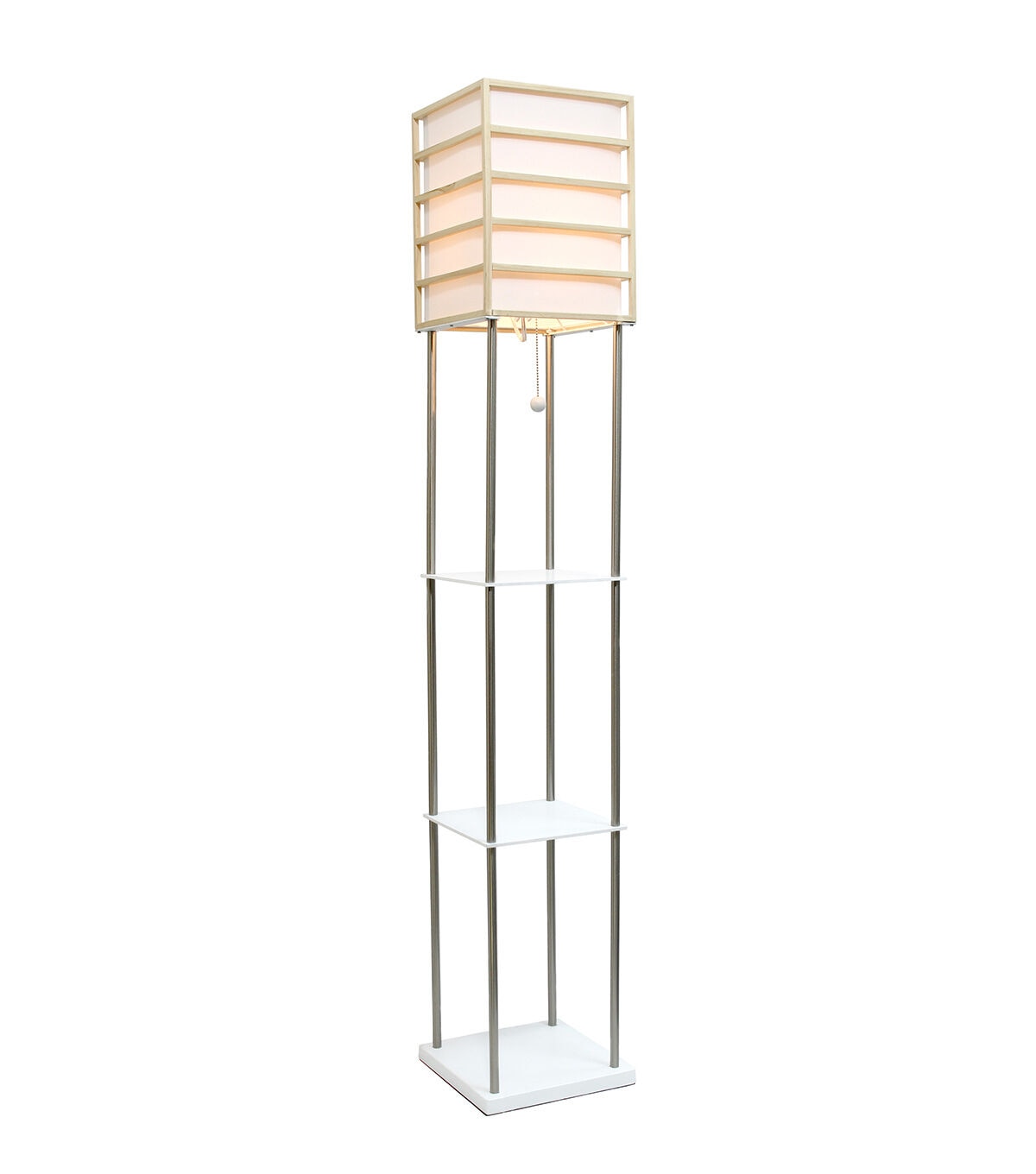 All The Rages 1 Light Metal Floor Lamp with Storage Shelves Light Wood