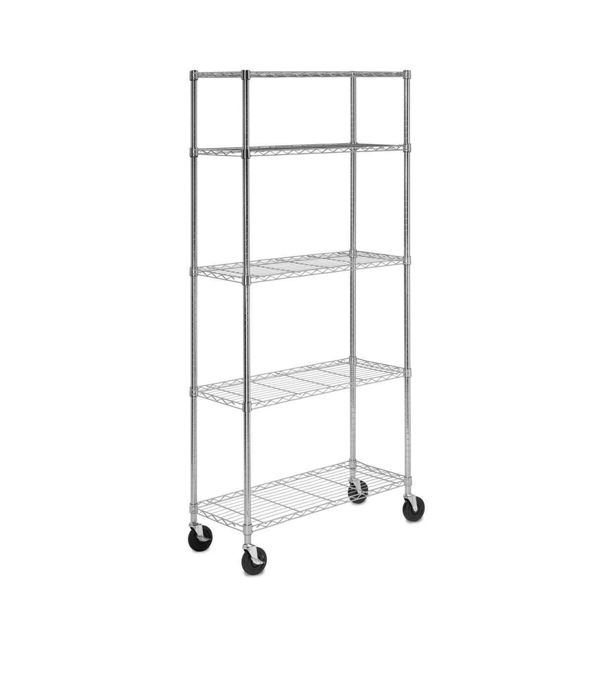 Honey Can Do 36 x 76 Chrome Rolling Adjustable Shelving Unit 200lbs