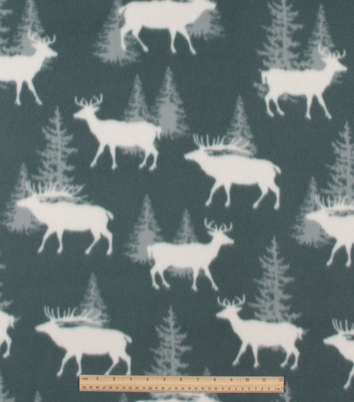 Green Deer Forest Blizzard Fleece Fabric