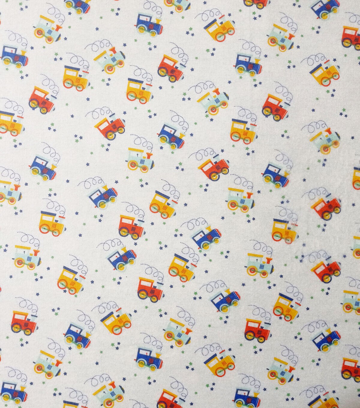 Choo Choo Trains on White Super Snuggle Flannel Fabric