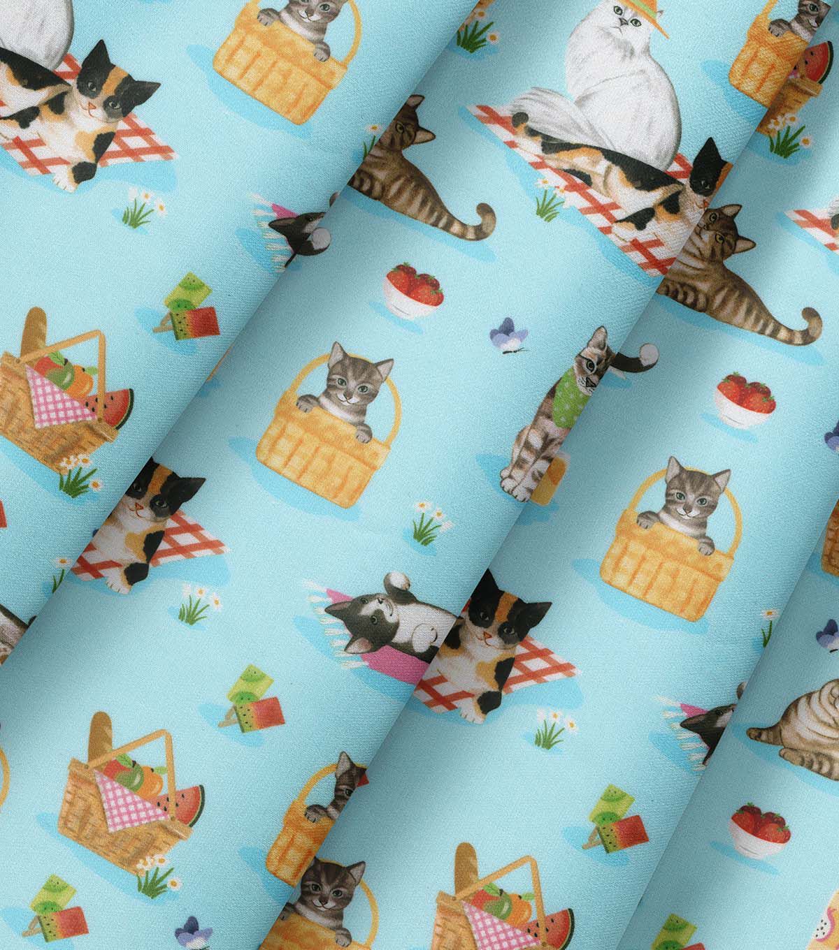 Robert Kaufman Kitty Picnic Novelty Cotton Fabric