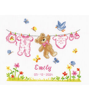 Vervaco 8 x 9 Birth Bear Counted Cross Stitch Kit