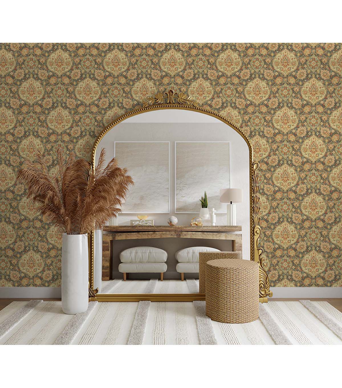 Surface Style 20.5' x 18' Smoke Caspian Peel & Stick Wallpaper