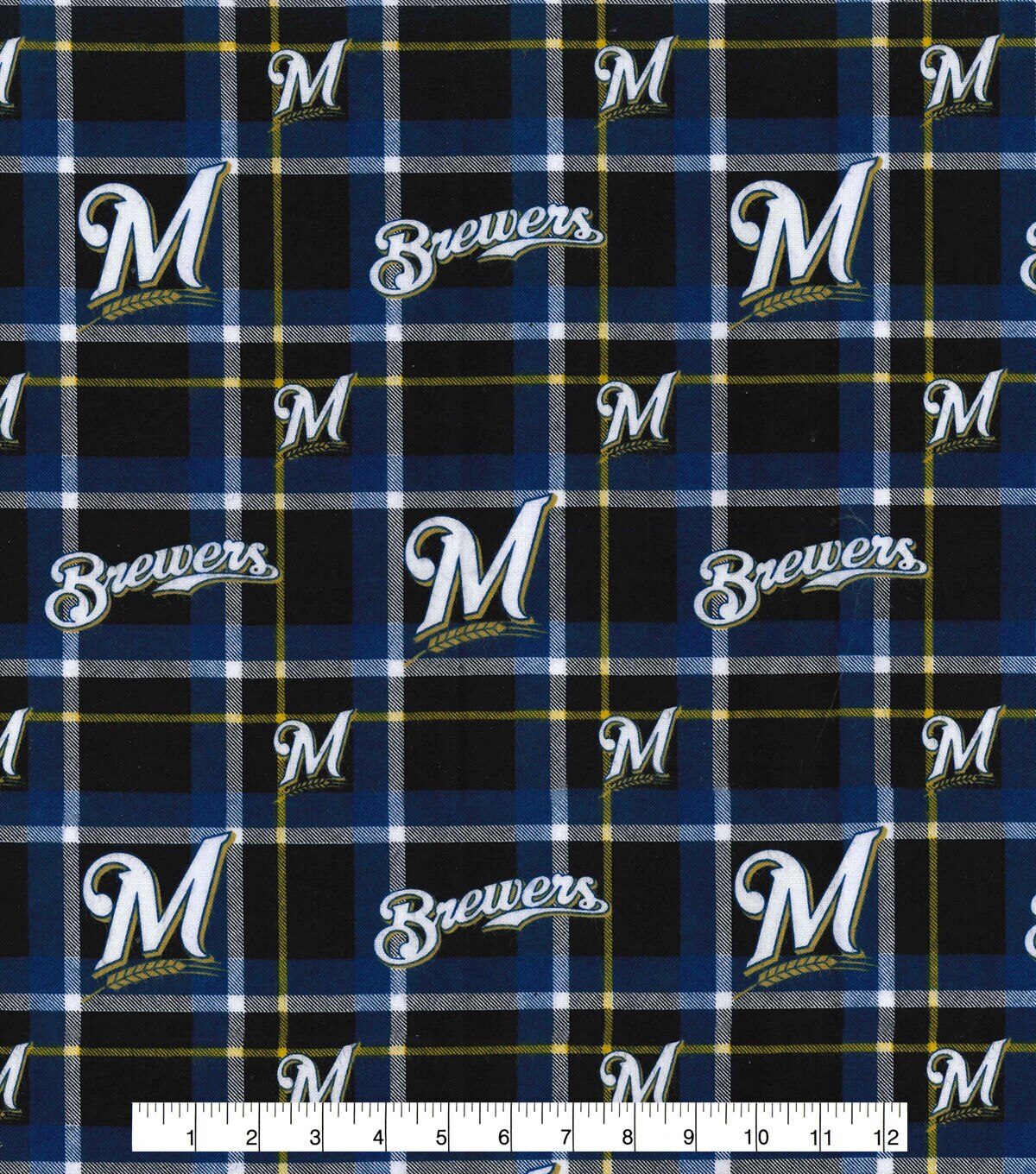 Fabric Traditions Milwaukee Brewers Flannel Fabric Plaid