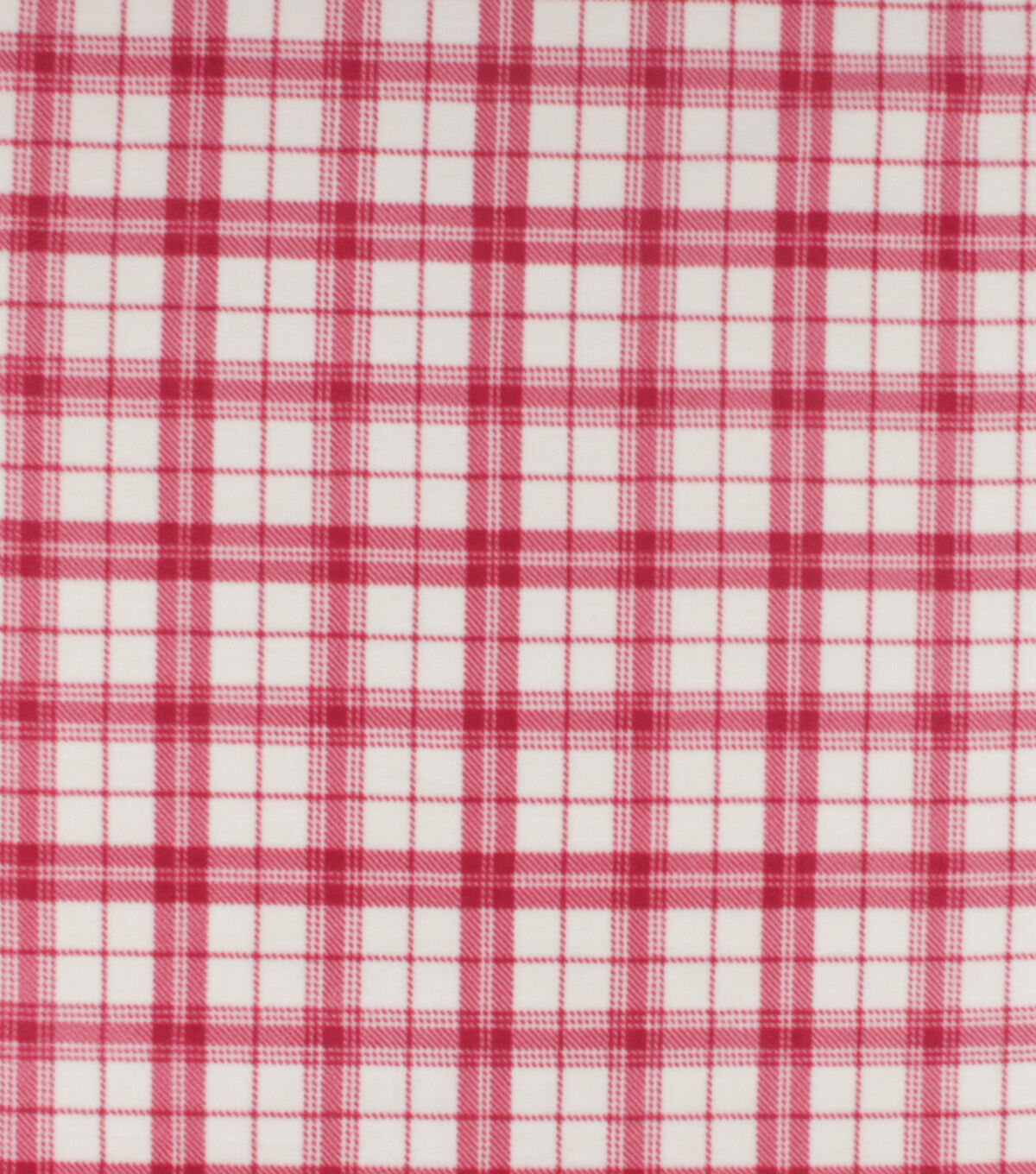 Cream & Red Plaid Anti Pill Fleece Fabric