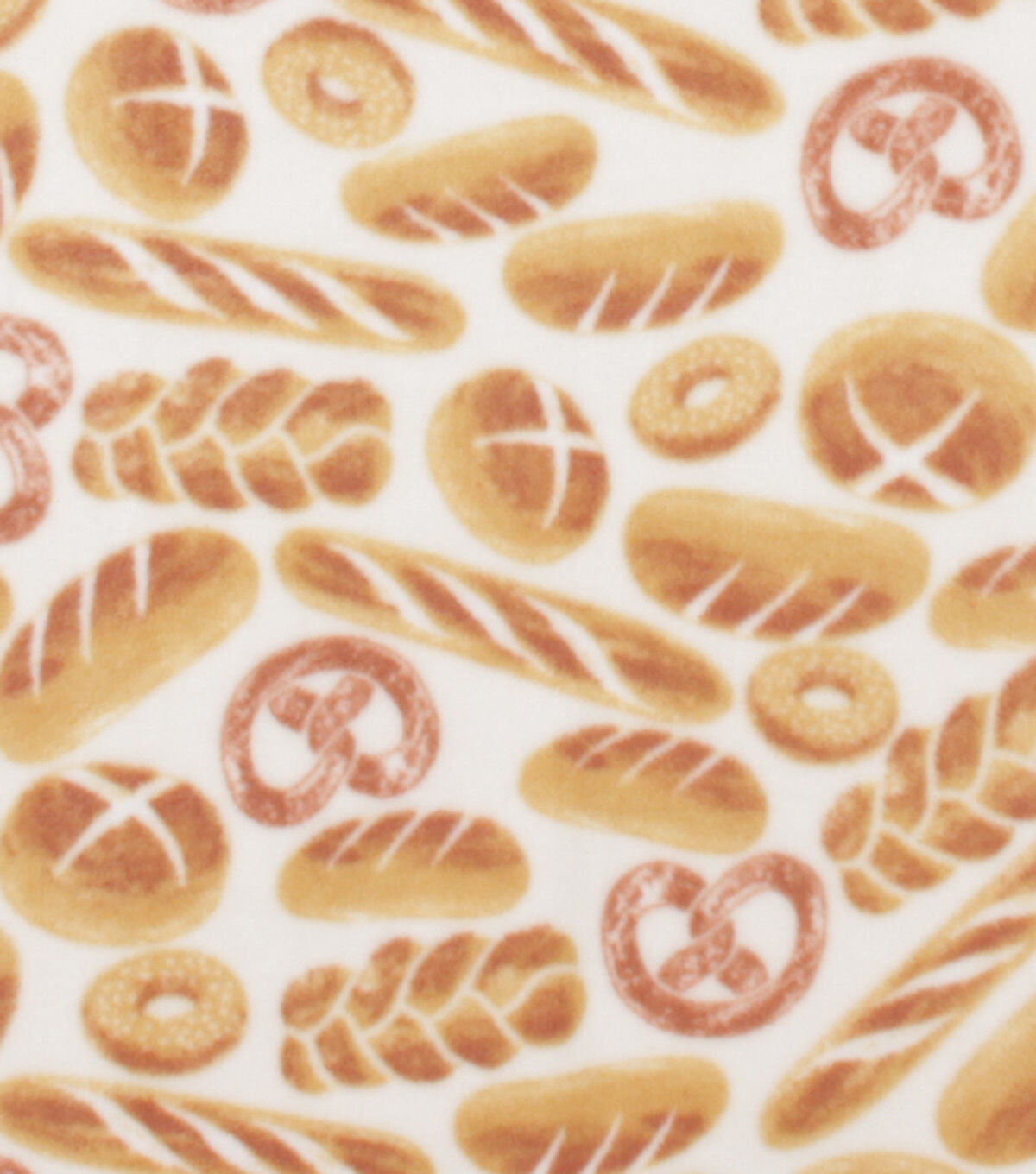 Bread Varieties on White Anti Pill Fleece Fabric