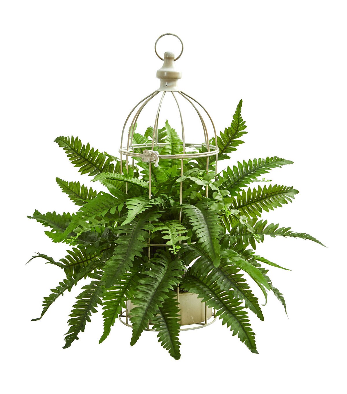 Nearly Natural 19 Boston Fern Artificial Plant in Decorative Cage