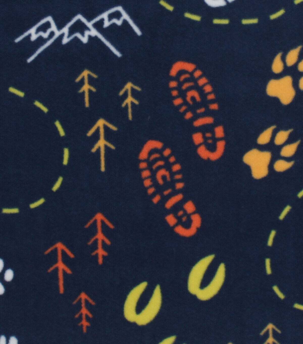 Hiking Tracks on Blue Anti Pill Fleece Fabric by POP!