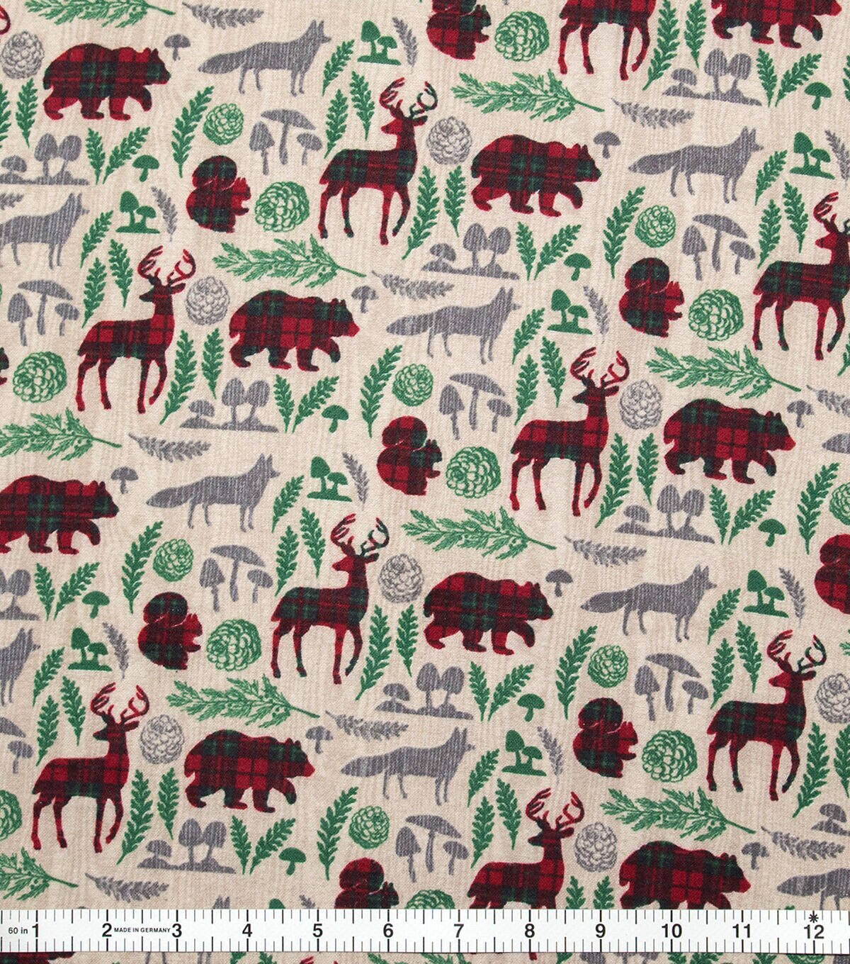 Pattern Trap Woodland Animals Super Snuggle Christmas Flannel Fabric