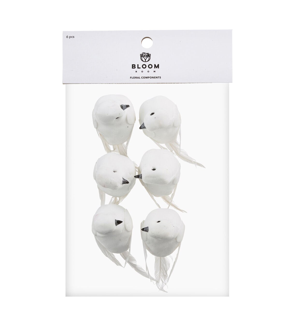 3 White Feather Doves With Gray Beaks 6pk by Bloom Room