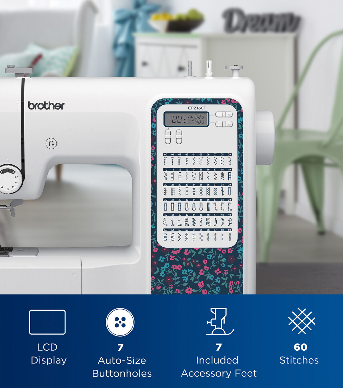 Brother CP2160F Multi-Blue Floral Computerized Sewing Machine