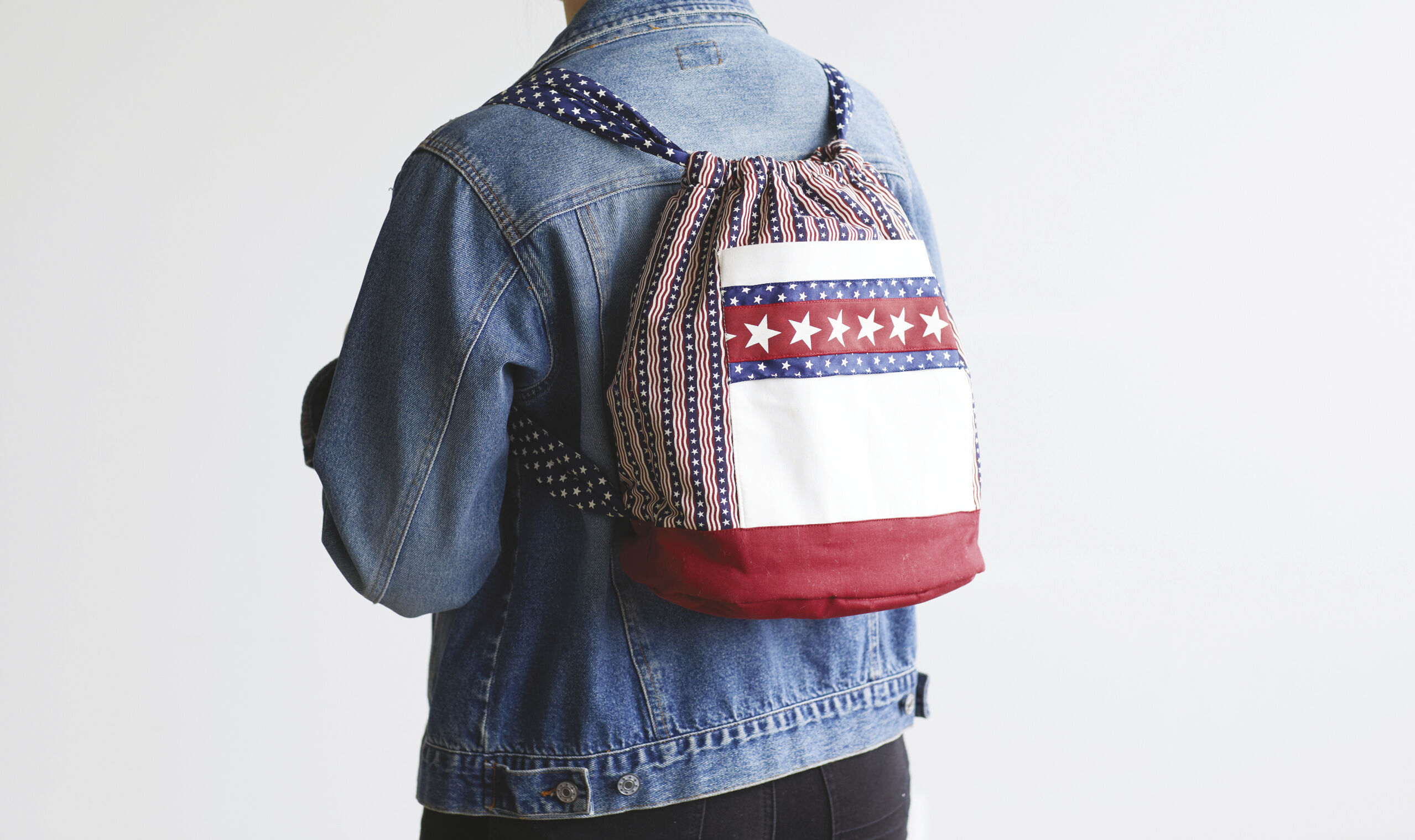 Waving Stars on Stripes Patriotic Cotton Fabric