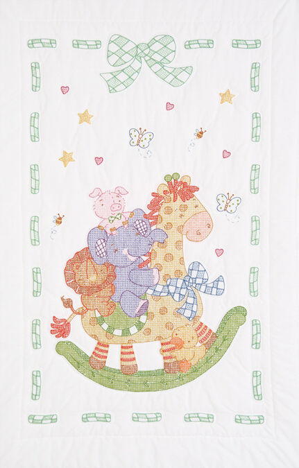 Jack Dempsey 40 x 60 Giraffe & Friends Stamped Crib Quilt Top