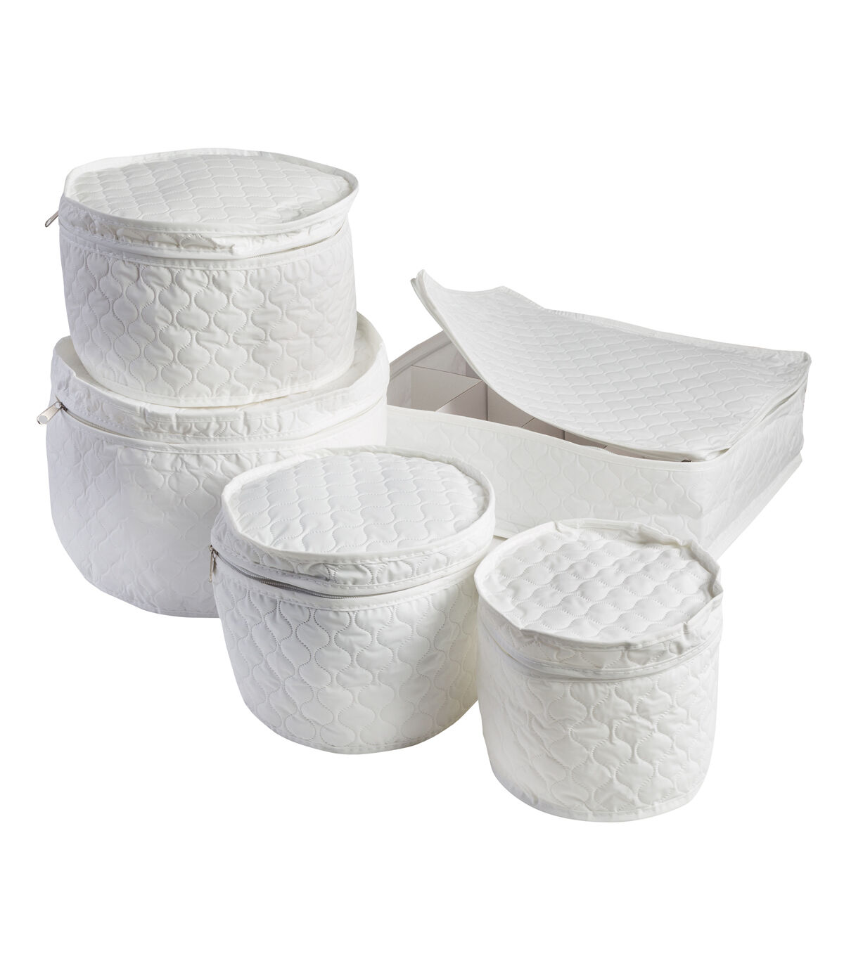 Honey Can Do 14.5 x 15.5 White Dinnerware Storage Cases 5pc