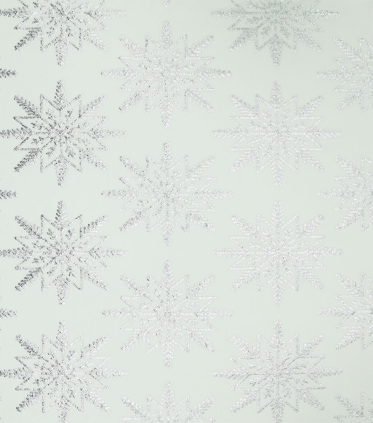 Silver Foil Snowflakes on White Pure Plush Fleece Fabric