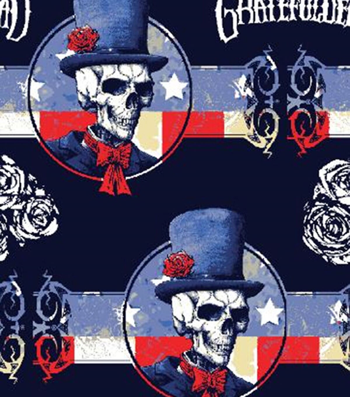 Grateful Dead Knit Fabric Skeleton Stripe