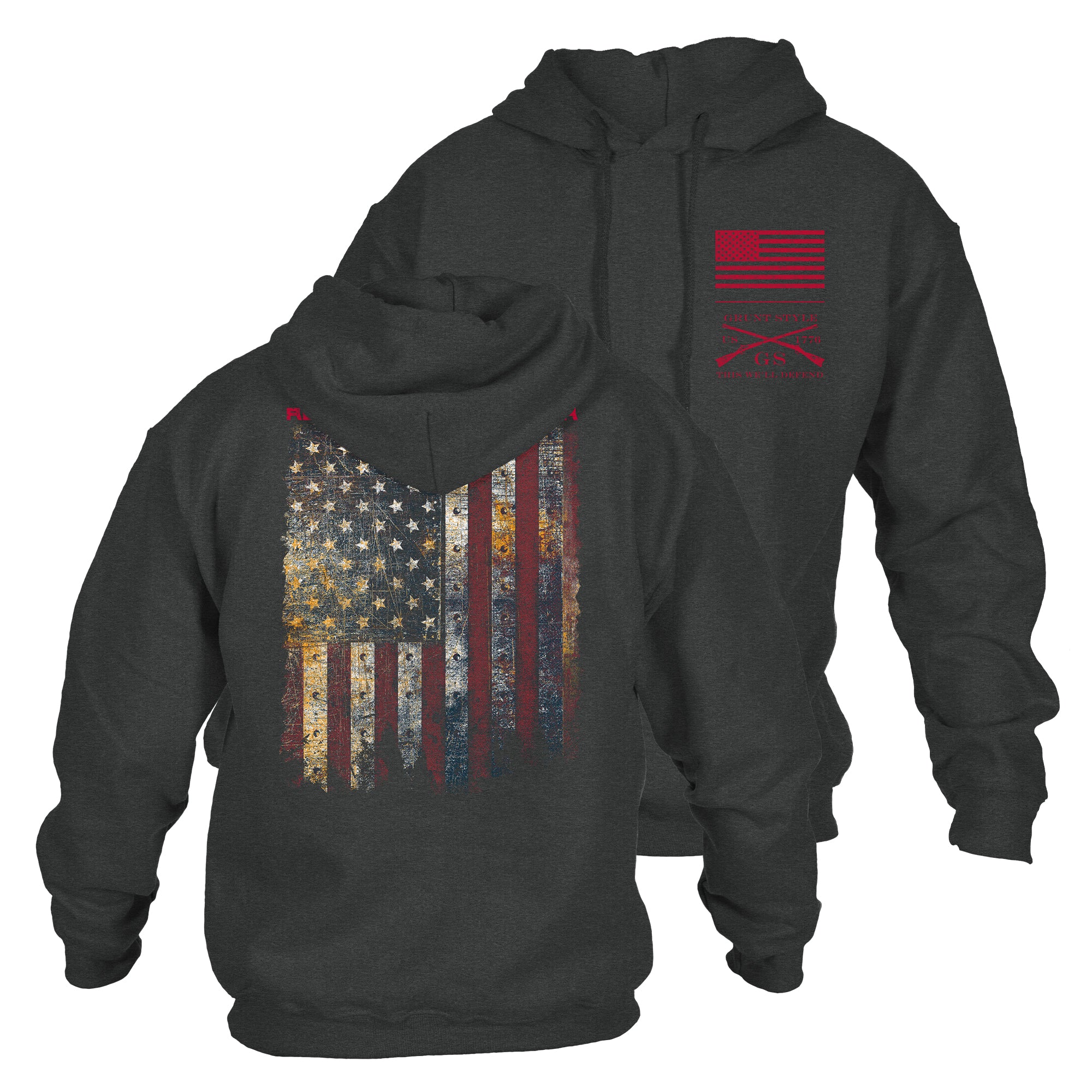 Red Blood Blue Collar Hoodie - Dark Heather